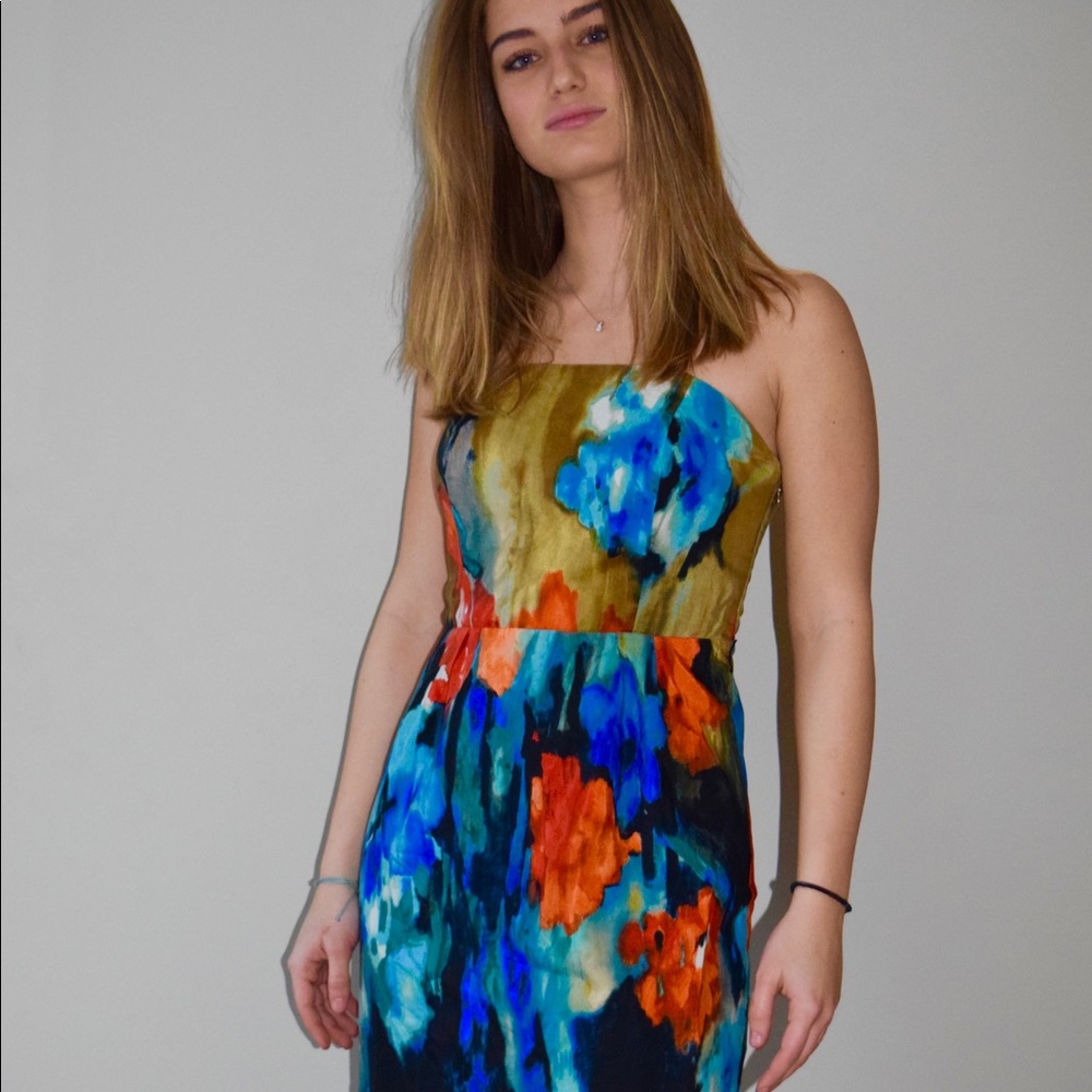 Anthropologie strapless floral dress